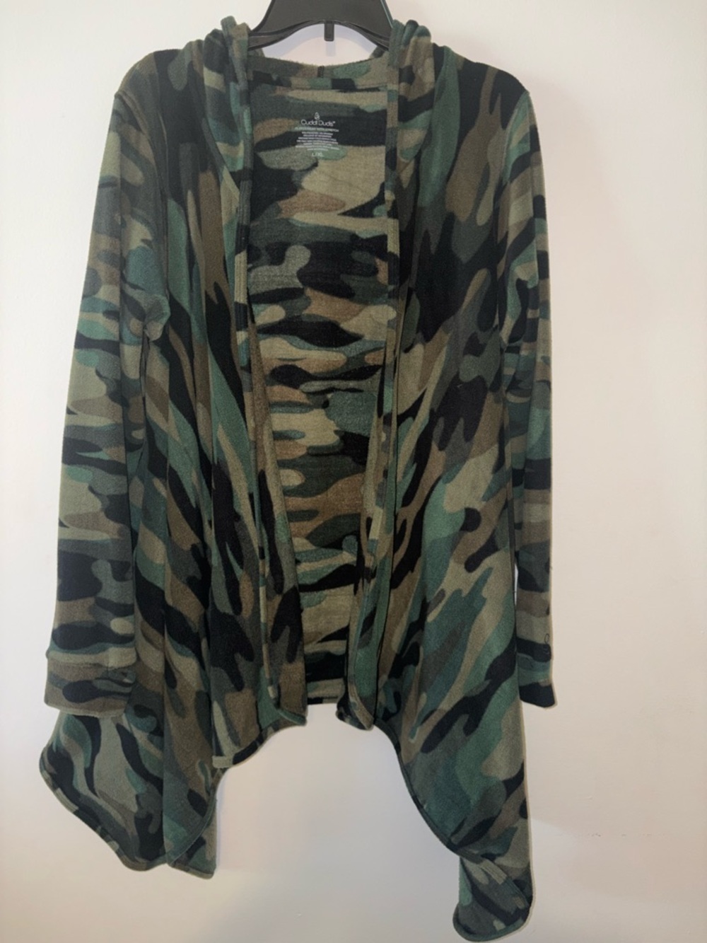Cuddl Duds Camouflage Fleece Cardigan - Green/Brown